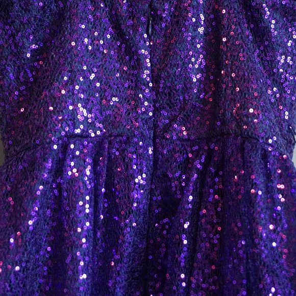 Hailey Logan by Adrianna Papell Purple Sequins Strapless Bodice Dress size 3/4 - Picture 8 of 10